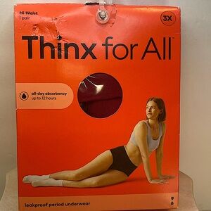 NEW THINX FOR ALL SIZE 3X HI WAIST LEAK PROOF PERIOD UNDERWEAR COLOR RHUBARB